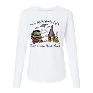 This Witch Needs Coffee Before Any Hocus Pocus Womens Cotton Relaxed Long Sleeve T-Shirt