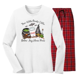 This Witch Needs Coffee Before Any Hocus Pocus Women's Long Sleeve Flannel Pajama Set 