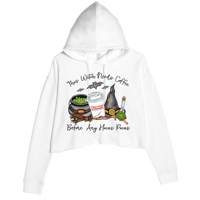 This Witch Needs Coffee Before Any Hocus Pocus Crop Fleece Hoodie