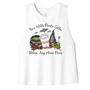 This Witch Needs Coffee Before Any Hocus Pocus Women's Racerback Cropped Tank