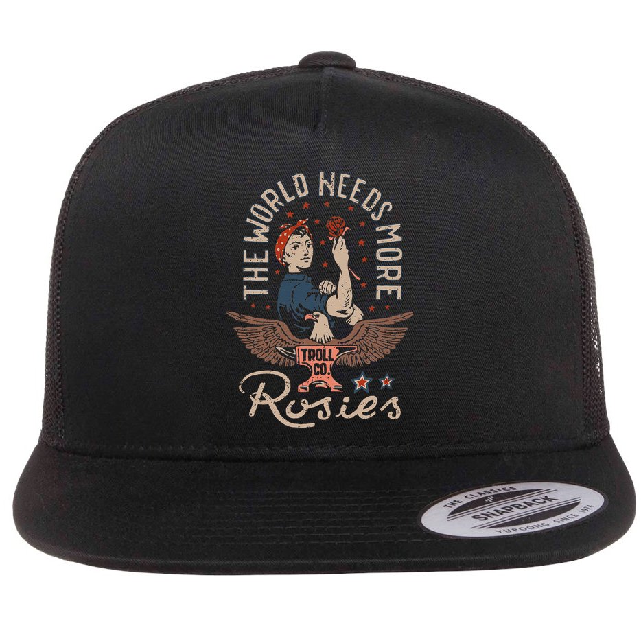The World Needs More Rosies Funny Design Flat Bill Trucker Hat