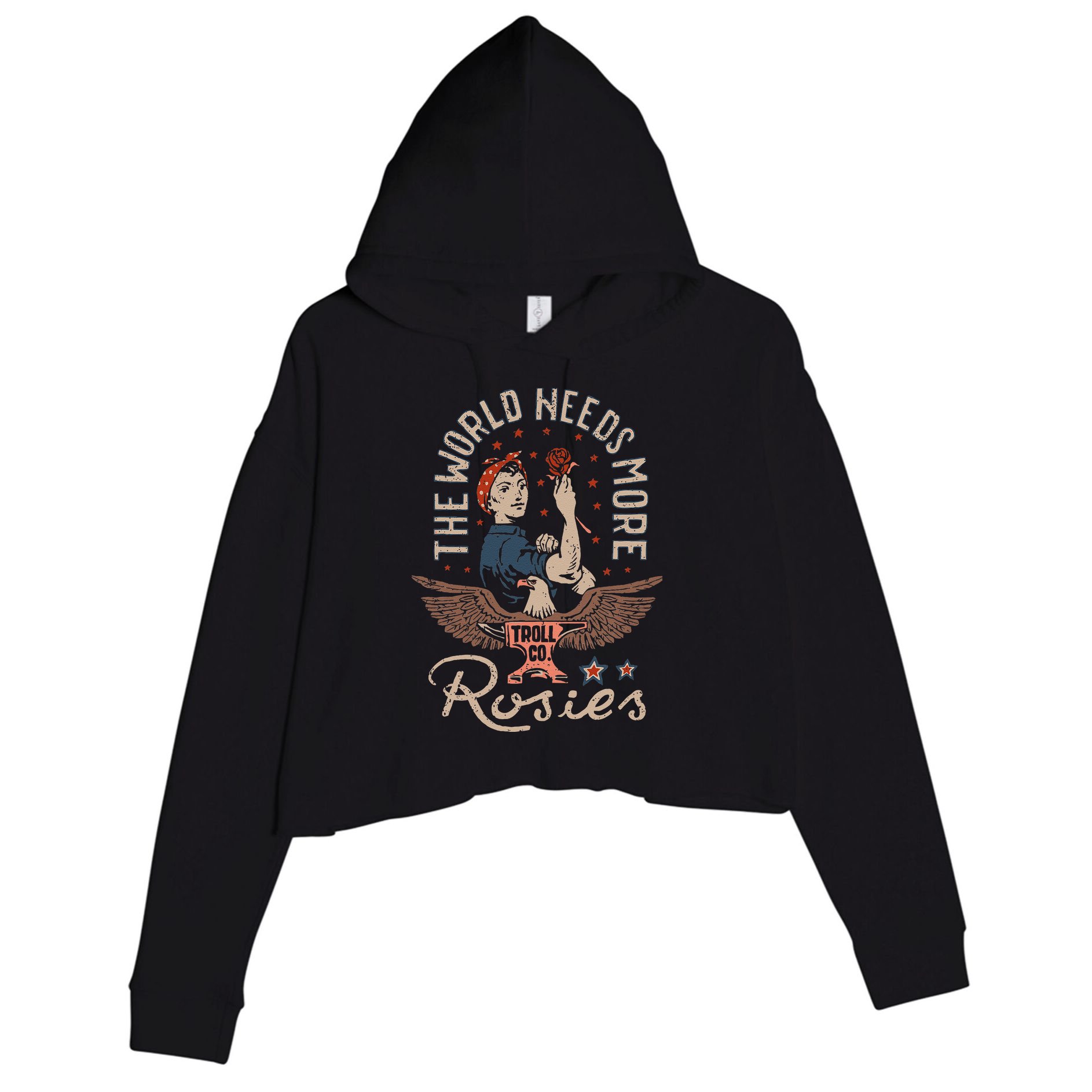 The World Needs More Rosies Funny Design Crop Fleece Hoodie