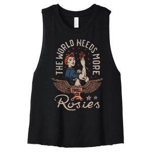 The World Needs More Rosies Funny Design Women's Racerback Cropped Tank