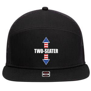 Two-Seater USA Flag Arrows Funny 7 Panel Mesh Trucker Snapback Hat