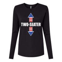 Two-Seater USA Flag Arrows Funny Womens Cotton Relaxed Long Sleeve T-Shirt