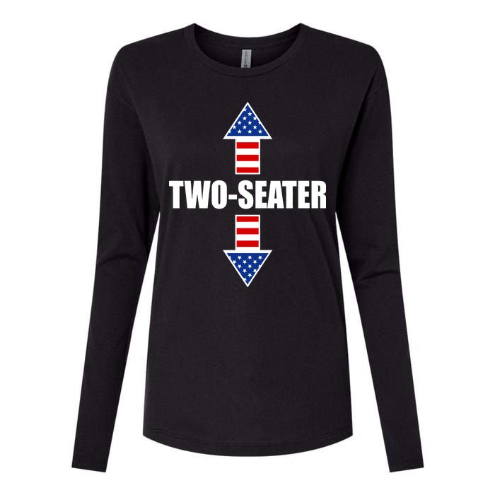 Two-Seater USA Flag Arrows Funny Womens Cotton Relaxed Long Sleeve T-Shirt