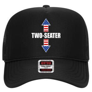 Two-Seater USA Flag Arrows Funny High Crown Mesh Back Trucker Hat