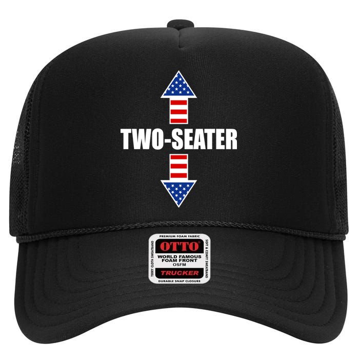 Two-Seater USA Flag Arrows Funny High Crown Mesh Back Trucker Hat