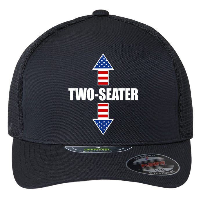 Two-Seater USA Flag Arrows Funny Flexfit Unipanel Trucker Cap