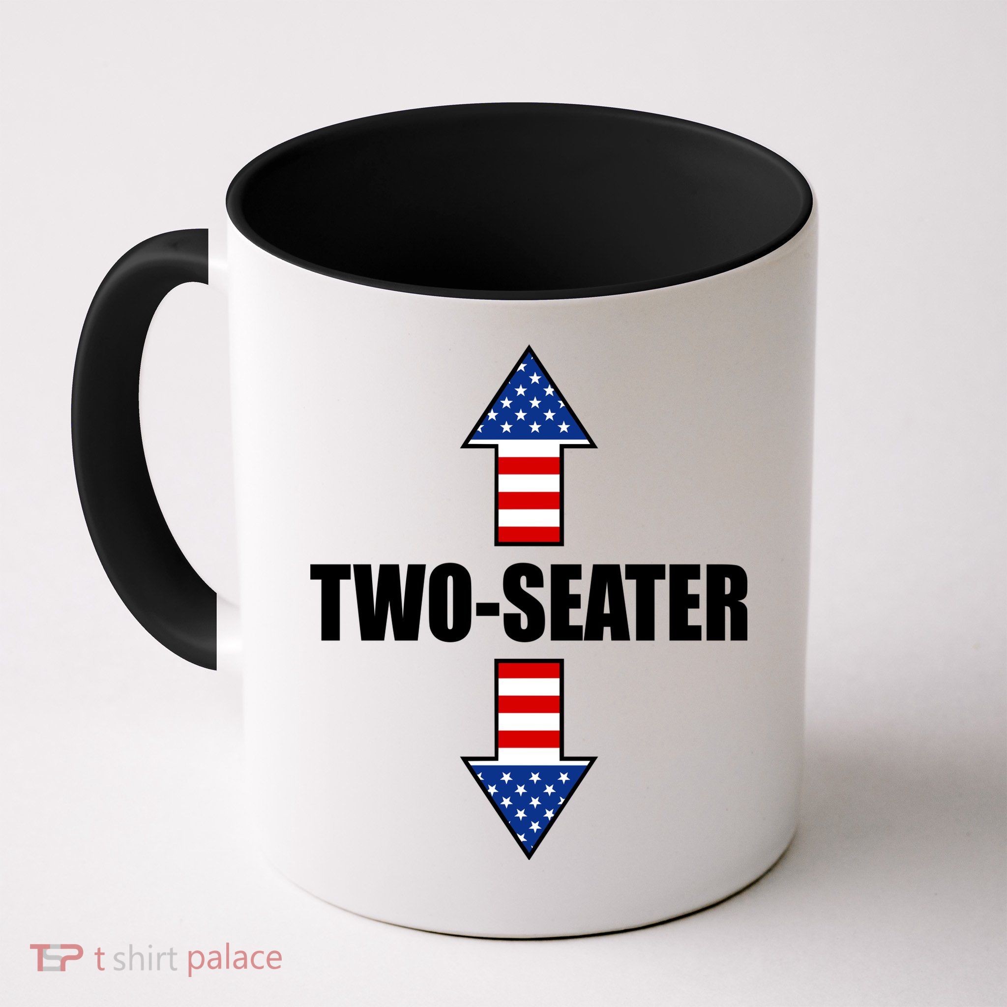 Two-Seater USA Flag Arrows Funny Mug