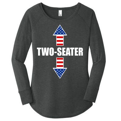 Two-Seater USA Flag Arrows Funny Women's Perfect Tri Tunic Long Sleeve Shirt