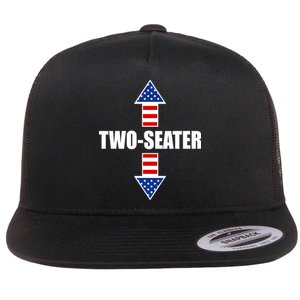 Two-Seater USA Flag Arrows Funny Flat Bill Trucker Hat