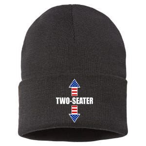 Two-Seater USA Flag Arrows Funny Sustainable Knit Beanie