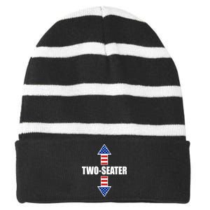 Two-Seater USA Flag Arrows Funny Striped Beanie with Solid Band