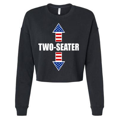 Two-Seater USA Flag Arrows Funny Cropped Pullover Crew