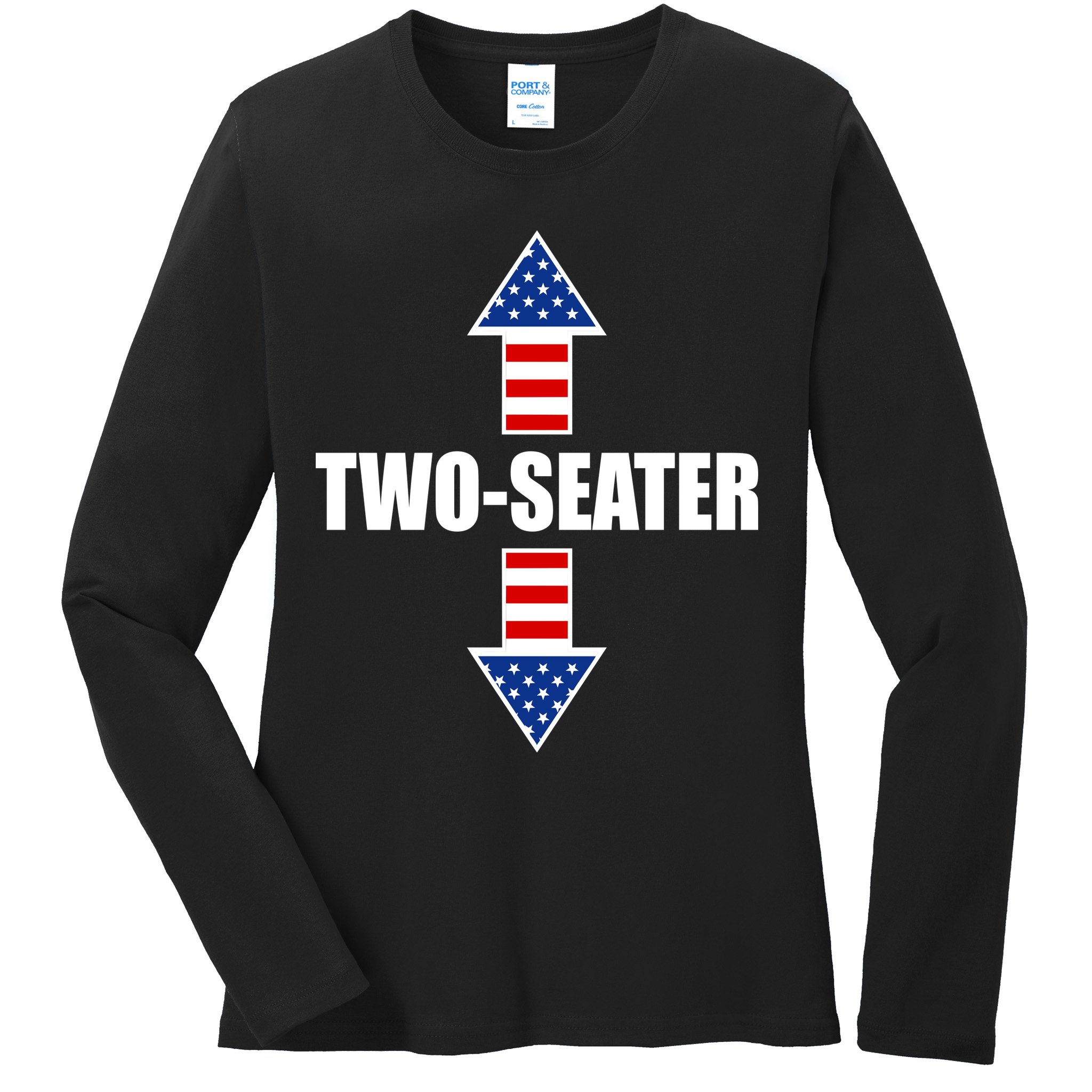 Two-Seater USA Flag Arrows Funny Ladies Long Sleeve Shirt