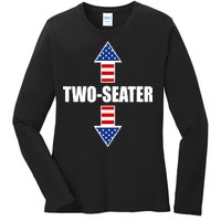 Two-Seater USA Flag Arrows Funny Ladies Long Sleeve Shirt