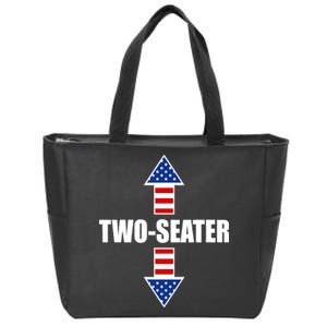 Two-Seater USA Flag Arrows Funny Zip Tote Bag