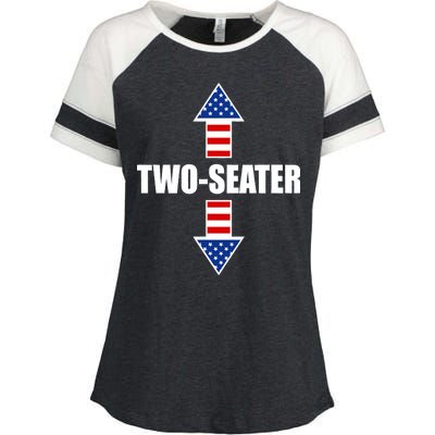 Two-Seater USA Flag Arrows Funny Enza Ladies Jersey Colorblock Tee