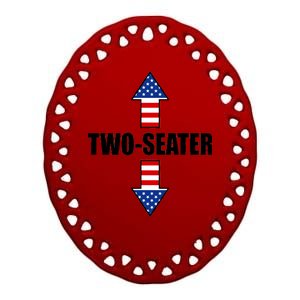 Two-Seater USA Flag Arrows Funny Ceramic Oval Ornament