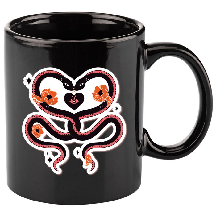 Two Snakes Sad Romance 11oz C Handle Ceramic Mug