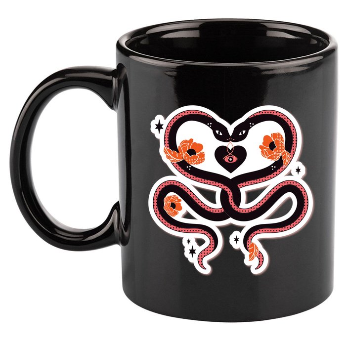 Two Snakes Sad Romance 11oz C Handle Ceramic Mug
