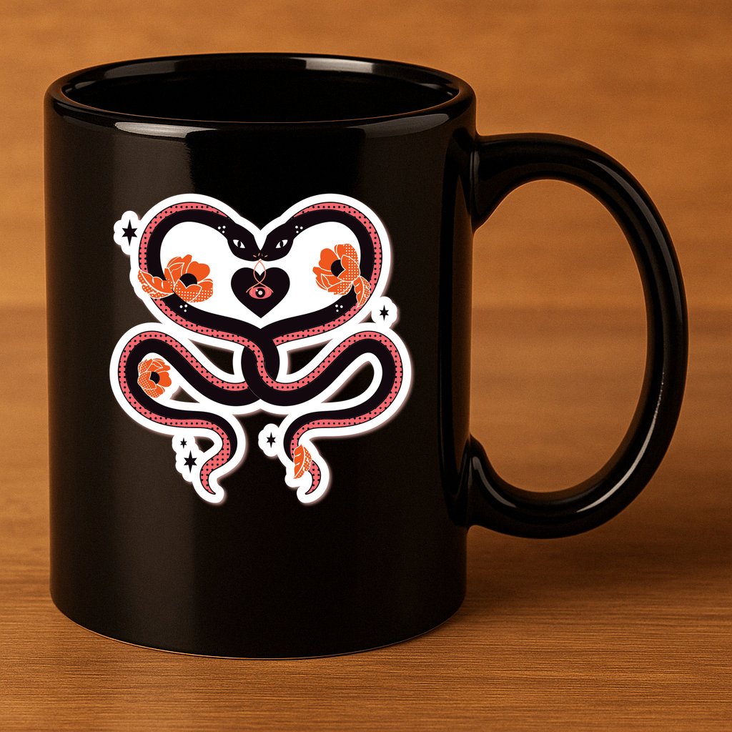 Two Snakes Sad Romance 11oz C Handle Ceramic Mug