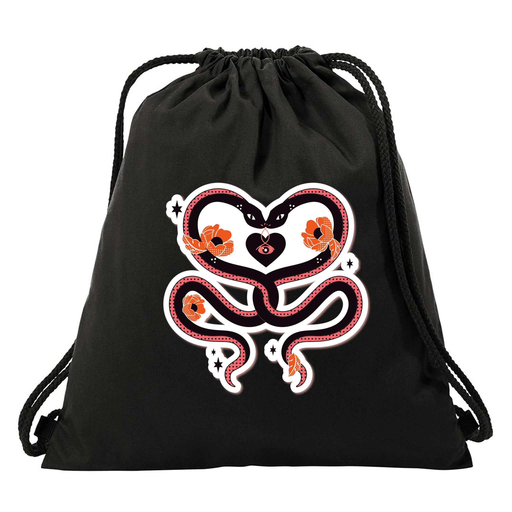 Two Snakes Sad Romance Drawstring Bag