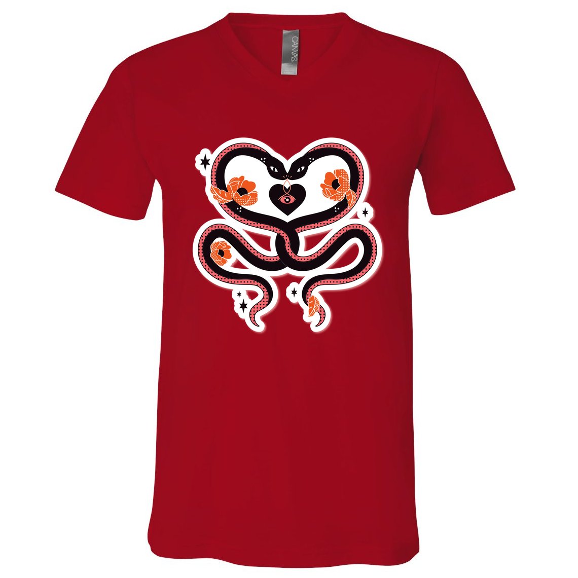 Two Snakes Sad Romance V-Neck T-Shirt