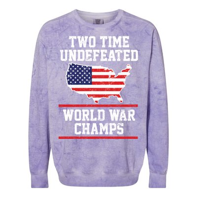 Two Time Undefeated World War Champs Colorblast Crewneck Sweatshirt