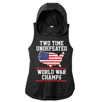 Two Time Undefeated World War Champs Ladies PosiCharge Tri-Blend Wicking Draft Hoodie Tank