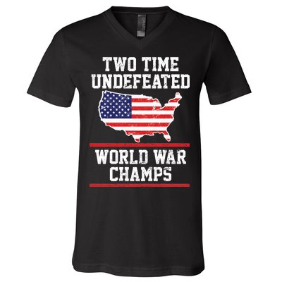 Two Time Undefeated World War Champs V-Neck T-Shirt