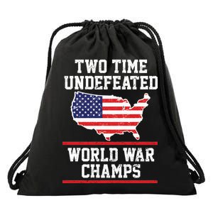 Two Time Undefeated World War Champs Drawstring Bag