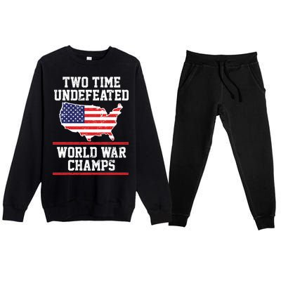 Two Time Undefeated World War Champs Premium Crewneck Sweatsuit Set