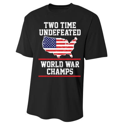 Two Time Undefeated World War Champs Performance Sprint T-Shirt