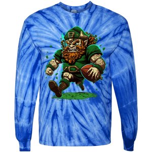 Touchdown With Our Leprechaun American Football And Great Gift Tie-Dye Long Sleeve Shirt