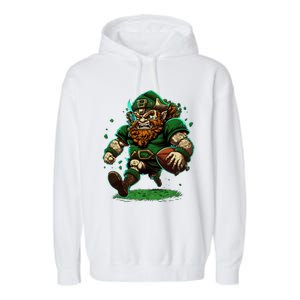 Touchdown With Our Leprechaun American Football And Great Gift Garment-Dyed Fleece Hoodie