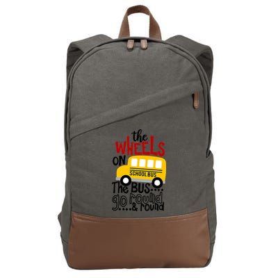 The Wheels On The School Bus Go Round And Round Back To School Cotton Canvas Backpack