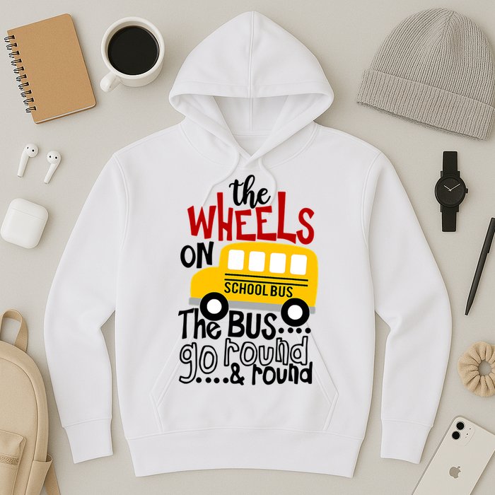 The Wheels On The School Bus Go Round And Round Back To School Hoodie