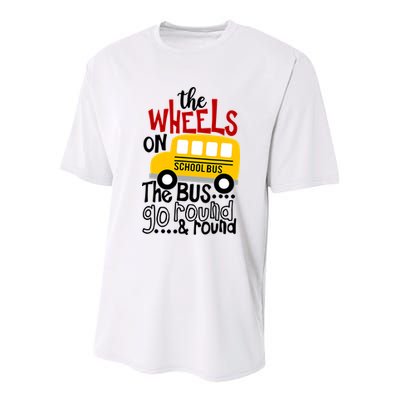 The Wheels On The School Bus Go Round And Round Back To School Youth Performance Sprint T-Shirt