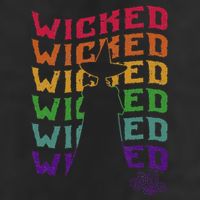 The W.I.Z.A.R.D Of Oz Pride Wicked Witch Rainbow Text Stack 7 Panel Mesh Trucker Snapback Hat