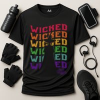 The W.I.Z.A.R.D Of Oz Pride Wicked Witch Rainbow Text Stack Performance Shirt