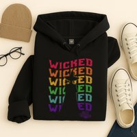 The W.I.Z.A.R.D Of Oz Pride Wicked Witch Rainbow Text Stack Hoodie