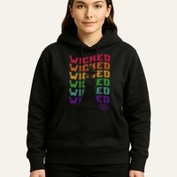 The W.I.Z.A.R.D Of Oz Pride Wicked Witch Rainbow Text Stack Hoodie
