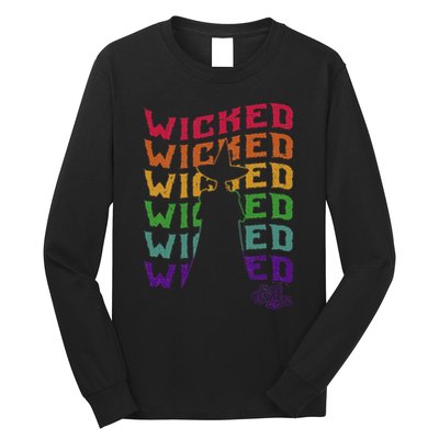 The W.I.Z.A.R.D Of Oz Pride Wicked Witch Rainbow Text Stack Long Sleeve Shirt
