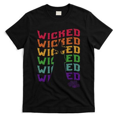 The W.I.Z.A.R.D Of Oz Pride Wicked Witch Rainbow Text Stack T-Shirt