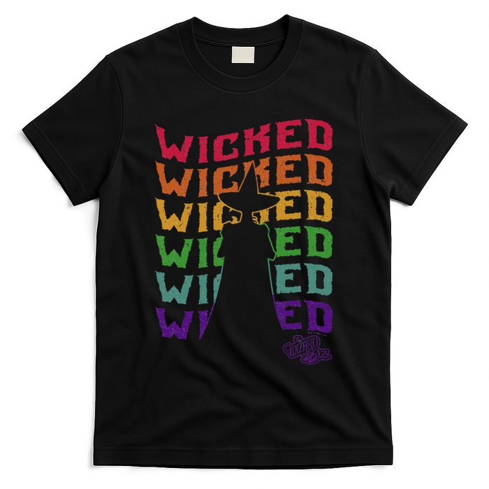 The W.I.Z.A.R.D Of Oz Pride Wicked Witch Rainbow Text Stack T-Shirt