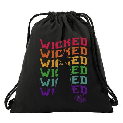 The W.I.Z.A.R.D Of Oz Pride Wicked Witch Rainbow Text Stack Drawstring Bag