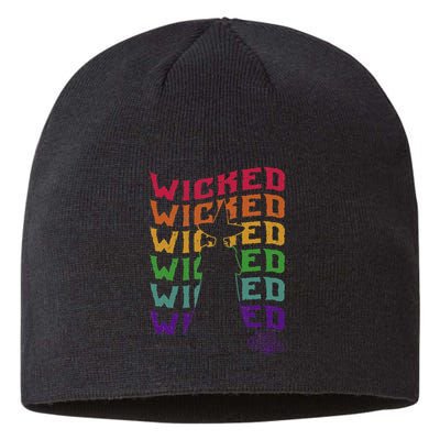 The W.I.Z.A.R.D Of Oz Pride Wicked Witch Rainbow Text Stack Sustainable Beanie