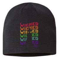 The W.I.Z.A.R.D Of Oz Pride Wicked Witch Rainbow Text Stack Sustainable Beanie